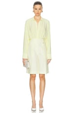 Norma Kamali Super Oversized Boyfriend Nk Shirt Bodysuit in Butter Yellow, view 5, click to view large image.