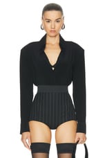 Norma Kamali Shoulder Pad Shirt in Black, view 1, click to view large image.