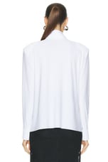 Norma Kamali Shoulder Pad Shirt in Snow White, view 3, click to view large image.