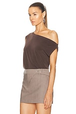 Norma Kamali Drop Shoulder Top in Chocolate, view 3, click to view large image.