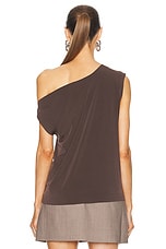 Norma Kamali Drop Shoulder Top in Chocolate, view 4, click to view large image.