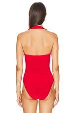 Norma Kamali Cayla Bodysuit in Tiger Red, view 5, click to view large image.