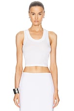 Norma Kamali Cropped Racer Tee in Snow White, view 1, click to view large image.