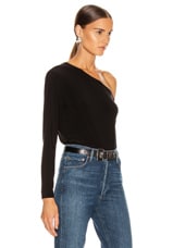 Norma Kamali Long Sleeve Drop Shoulder Top in Black, view 2, click to view large image.