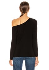 Norma Kamali Long Sleeve Drop Shoulder Top in Black, view 3, click to view large image.