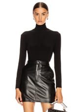 Norma Kamali Long Sleeve Turtleneck Bodysuit in Black, view 1, click to view large image.