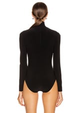 Norma Kamali Long Sleeve Turtleneck Bodysuit in Black, view 4, click to view large image.