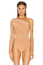 Norma Kamali All In One Bodysuit in Nude, view 2, click to view large image.