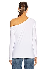 Norma Kamali Long Sleeve Drop Shoulder Top in Snow White, view 4, click to view large image.