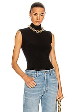 Norma Kamali Slim Fit Turtleneck Top in Black, view 1, click to view large image.