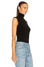 Norma Kamali Slim Fit Turtleneck Top in Black, view 2, click to view large image.