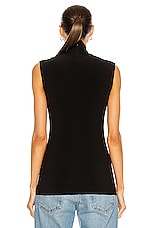 Norma Kamali Slim Fit Turtleneck Top in Black, view 3, click to view large image.
