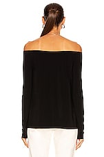 Norma Kamali Long Sleeve Off Shoulder Top in Black, view 3, click to view large image.