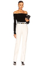 Norma Kamali Long Sleeve Off Shoulder Top in Black, view 4, click to view large image.