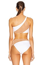Norma Kamali Snake Mesh Bra Swimsuit in White & Nude Mesh, view 4, click to view large image.