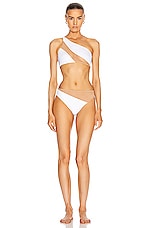 Norma Kamali Snake Mesh Bra Swimsuit in White & Nude Mesh, view 5, click to view large image.