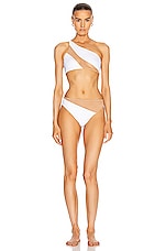 Norma Kamali Snake Mesh Bottom Swimsuit in White & Nude Mesh, view 5, click to view large image.