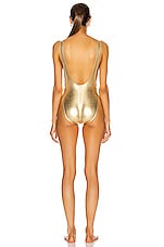 Norma Kamali Marissa Swimsuit in Metallic Gold, view 3, click to view large image.