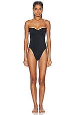 Norma Kamali Corset Swimsuit in Black, view 2, click to view large image.