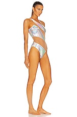 Norma Kamali Snake Mesh Mio Swimsuit in Hologram & Nude Mesh, view 2, click to view large image.