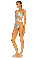 Norma Kamali Snake Mesh Mio Swimsuit in Hologram & Nude Mesh, view 3, click to view large image.