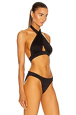 Norma Kamali Cross Halter Bikini Top in Black, view 2, click to view large image.