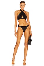 Norma Kamali Cross Halter Bikini Top in Black, view 4, click to view large image.