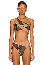 Norma Kamali Snake Mesh Bikini Top in Camo, view 1, click to view large image.