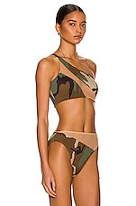 Norma Kamali Snake Mesh Bikini Top in Camo, view 2, click to view large image.