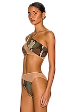 Norma Kamali Snake Mesh Bikini Top in Camo, view 3, click to view large image.