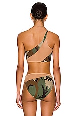 Norma Kamali Snake Mesh Bikini Top in Camo, view 4, click to view large image.