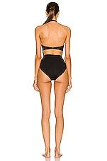 Norma Kamali Underwire Halter Mio Swimsuit in Black, view 3, click to view large image.