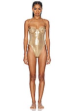 Norma Kamali Corset Mio One Piece Swimsuit in Gold, view 1, click to view large image.