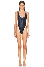 Norma Kamali Marissa One Piece Swimsuit in True Navy, view 1, click to view large image.