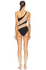 Norma Kamali Snake Mesh Mio One Piece Swimsuit in Black & Nude, view 4, click to view large image.