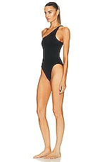 Norma Kamali One Shoulder Mio Swimsuit in Black, view 3, click to view large image.