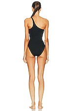 Norma Kamali One Shoulder Mio Swimsuit in Black, view 4, click to view large image.