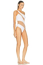 Norma Kamali Snake Mesh Mio Swimsuit in White, view 2, click to view large image.