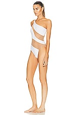 Norma Kamali Snake Mesh Mio Swimsuit in White, view 3, click to view large image.