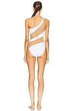 Norma Kamali Snake Mesh Mio Swimsuit in White, view 4, click to view large image.