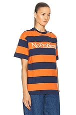 No Problemo Stripe Short Sleeve Tee in Navy & Orange, view 2, click to view large image.
