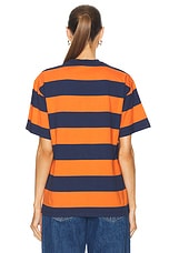 No Problemo Stripe Short Sleeve Tee in Navy & Orange, view 3, click to view large image.