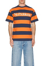 No Problemo Stripe Short Sleeve Tee in Navy & Orange, view 4, click to view large image.
