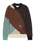 Norse Projects Arild Alpaca Mohair Jacquard Sweater in Espresso, view 1, click to view large image.
