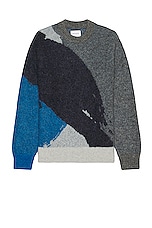 Norse Projects Arild Alpaca Mohair Jacquard Sweater in Grey Melange, view 1, click to view large image.
