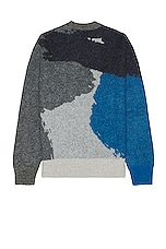 Norse Projects Arild Alpaca Mohair Jacquard Sweater in Grey Melange, view 2, click to view large image.