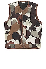 Norse Projects Peter Camo Nylon Insulated Vest in Espresso, view 1, click to view large image.