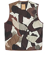 Norse Projects Peter Camo Nylon Insulated Vest in Espresso, view 2, click to view large image.