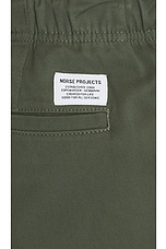 Norse Projects Ezra Relaxed Organic Stretch Twill Trouser in Spruce Green, view 3, click to view large image.