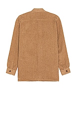Norse Projects Silas Textured Cotton Wool Overshirt in Camel, view 2, click to view large image.